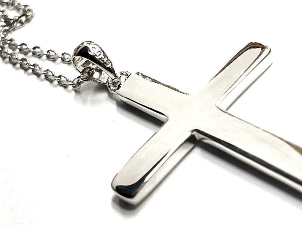Solid hammered sterling silver cross necklace