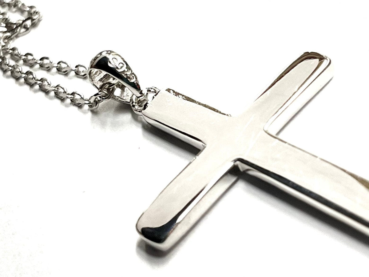 Solid hammered sterling silver cross necklace