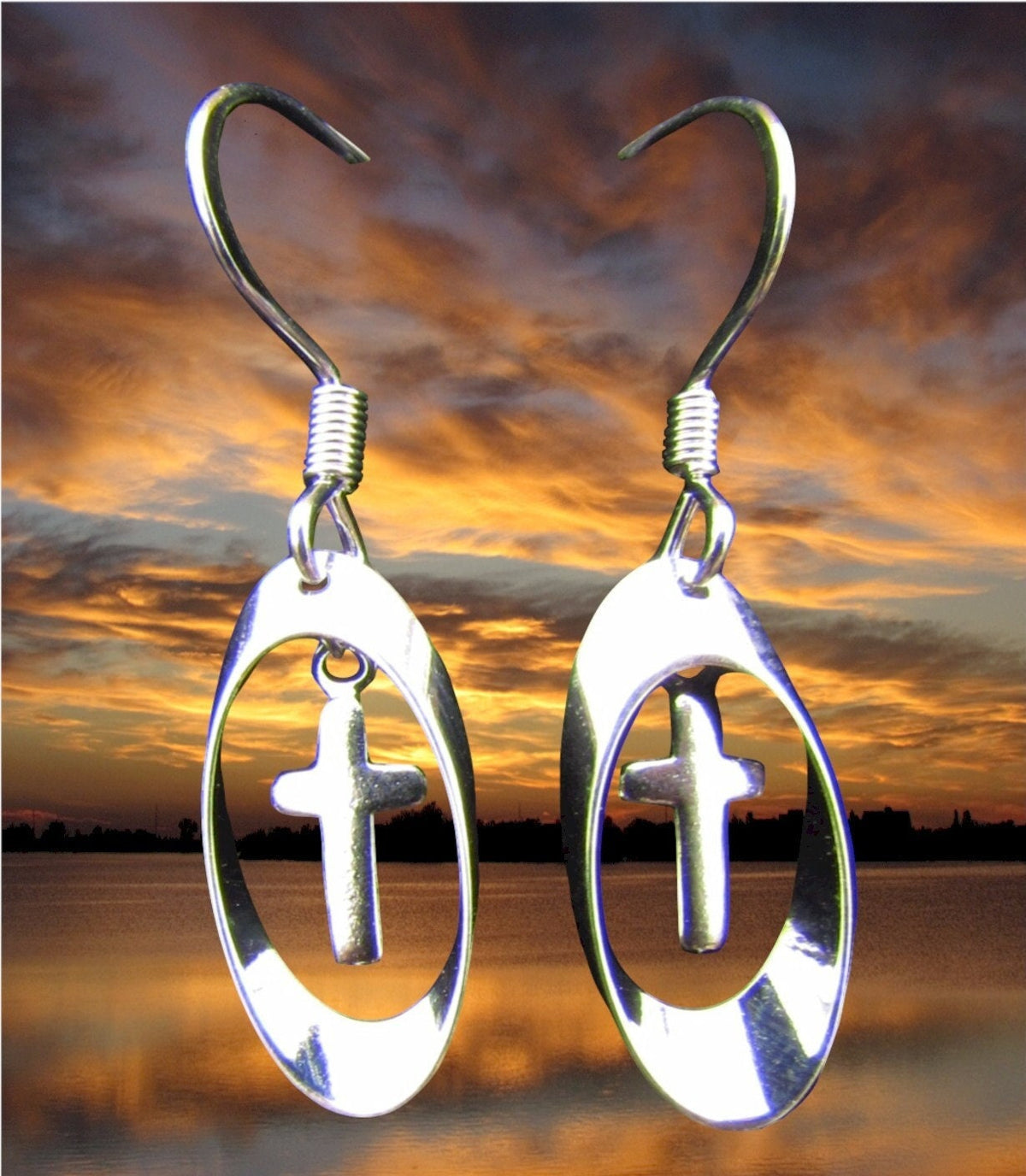 Tiny Silver Cross Earrings