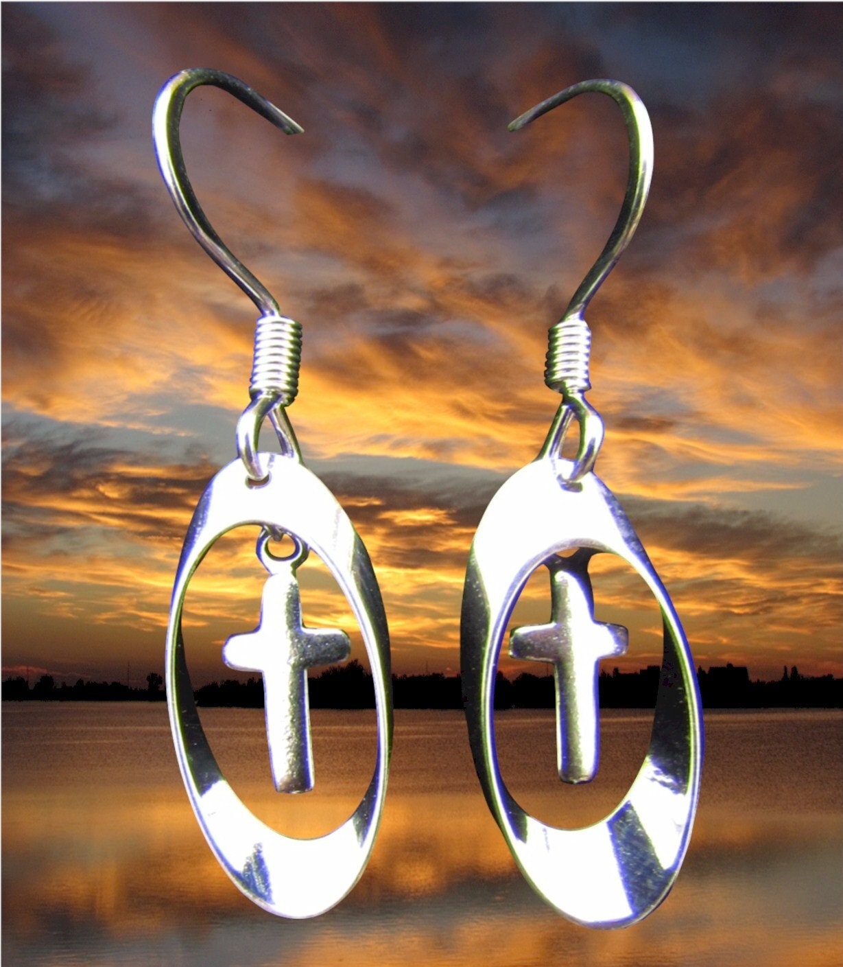 Tiny Silver Cross Earrings