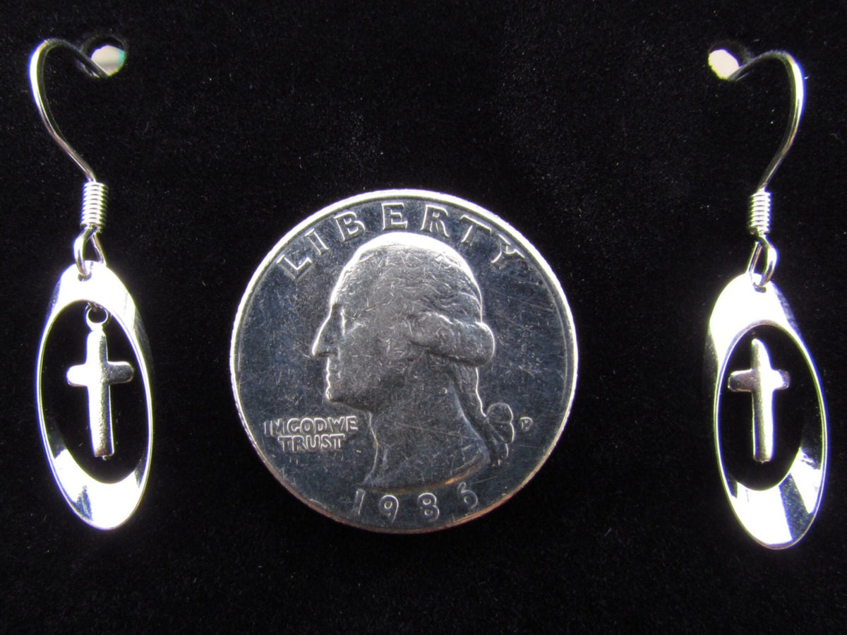 Tiny Silver Cross Earrings