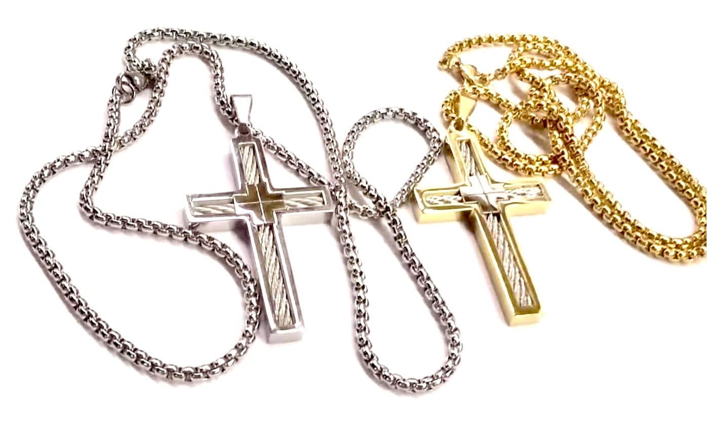 Cable Cross Necklace