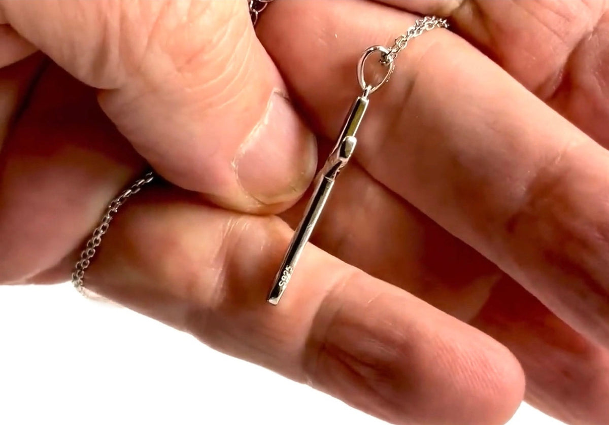 Solid hammered sterling silver cross necklace