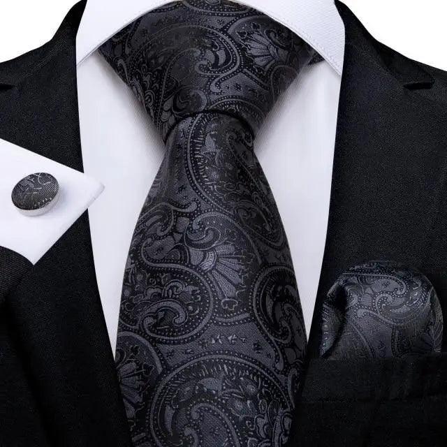 Blue Silk Necktie & Pocket Square Set