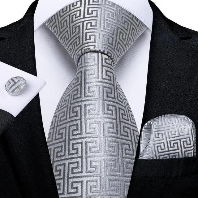 Blue Silk Necktie & Pocket Square Set