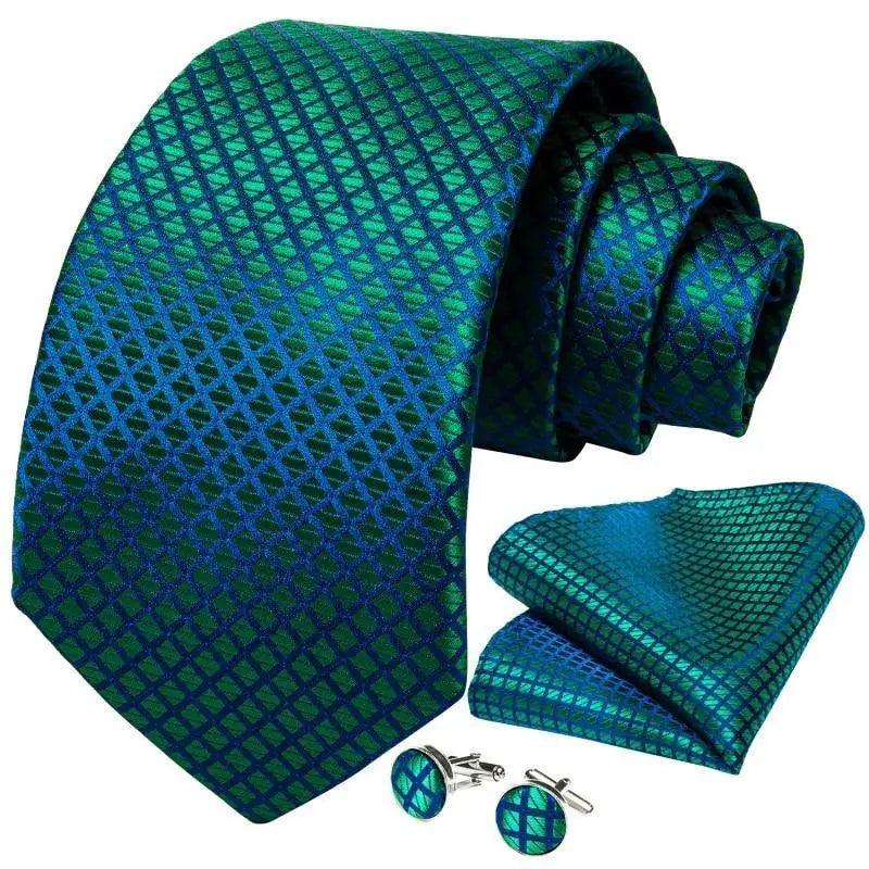 Blue Silk Necktie & Pocket Square Set