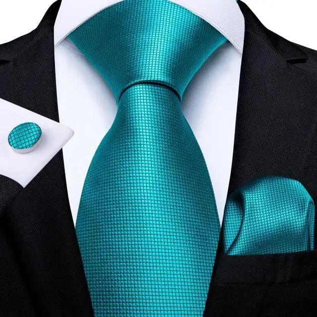 Blue Silk Necktie & Pocket Square Set