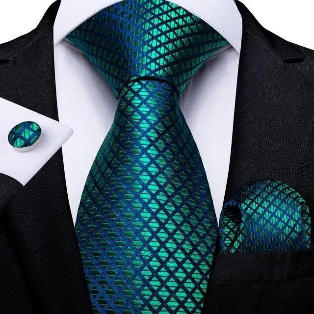Blue Silk Necktie & Pocket Square Set