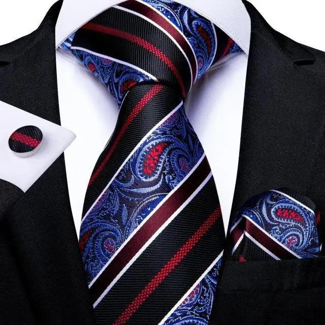 Blue Silk Necktie & Pocket Square Set