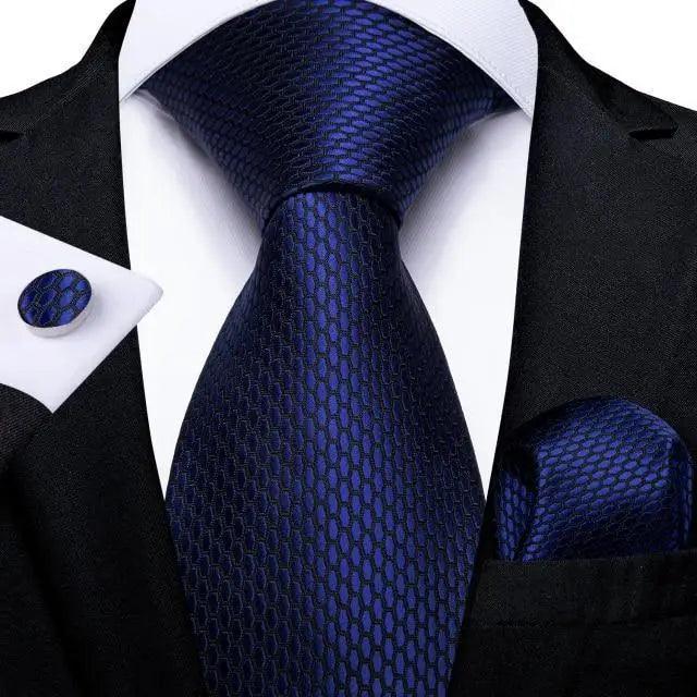 Blue Silk Necktie & Pocket Square Set