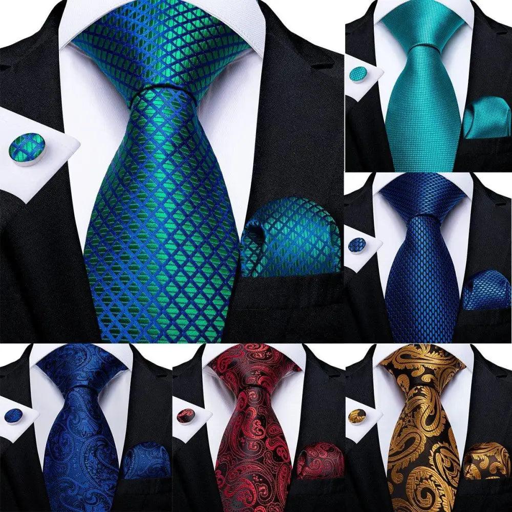 Blue Silk Necktie & Pocket Square Set