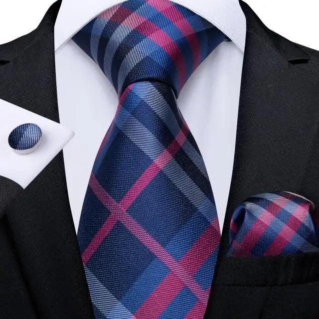 Blue Silk Necktie & Pocket Square Set