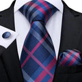 Blue Silk Necktie & Pocket Square Set