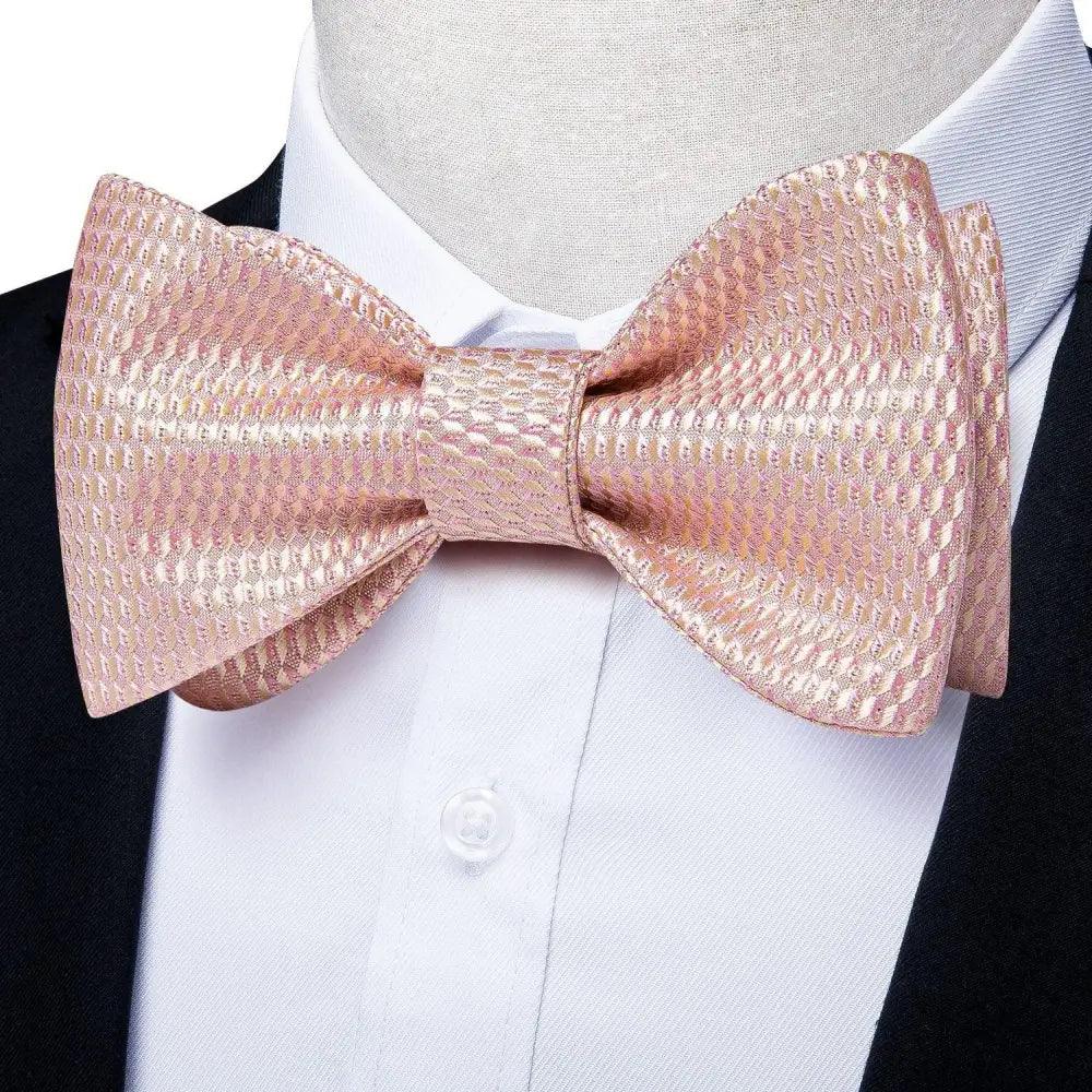 Luxury Pink Solid Men Bow Tie Silk