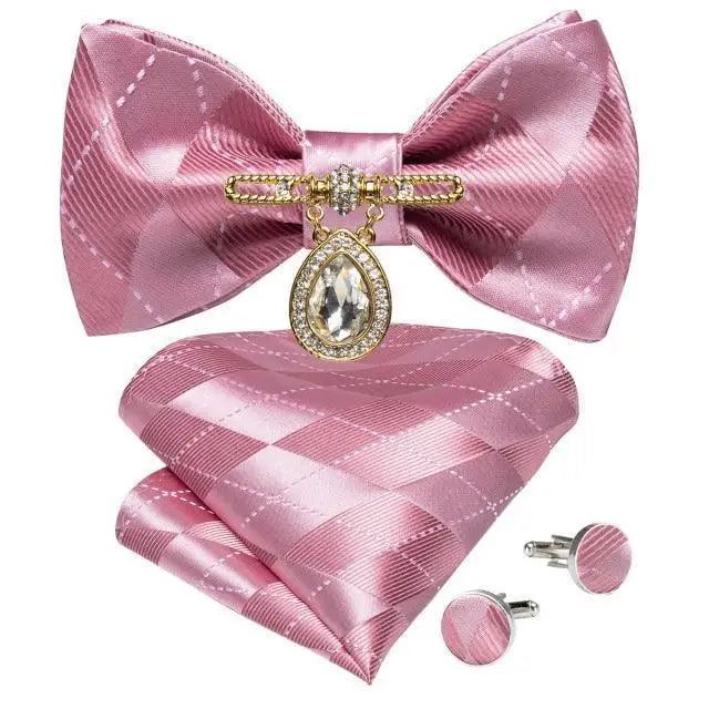 Luxury Pink Solid Men Bow Tie Silk