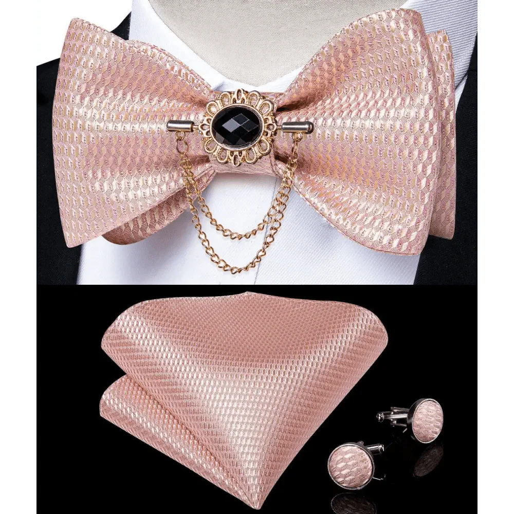 Luxury Pink Solid Men Bow Tie Silk