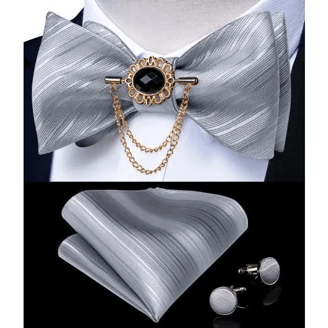 Luxury Pink Solid Men Bow Tie Silk