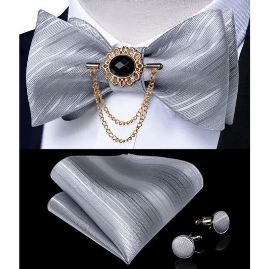 Luxury Pink Solid Men Bow Tie Silk