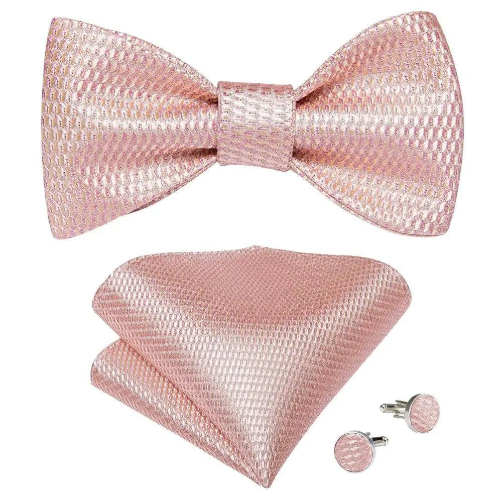 Luxury Pink Solid Men Bow Tie Silk
