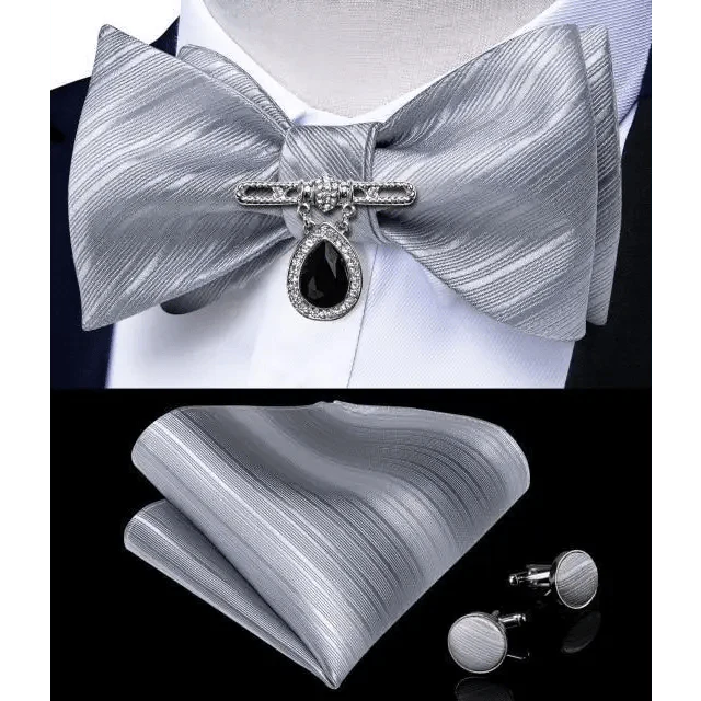 Luxury Pink Solid Men Bow Tie Silk