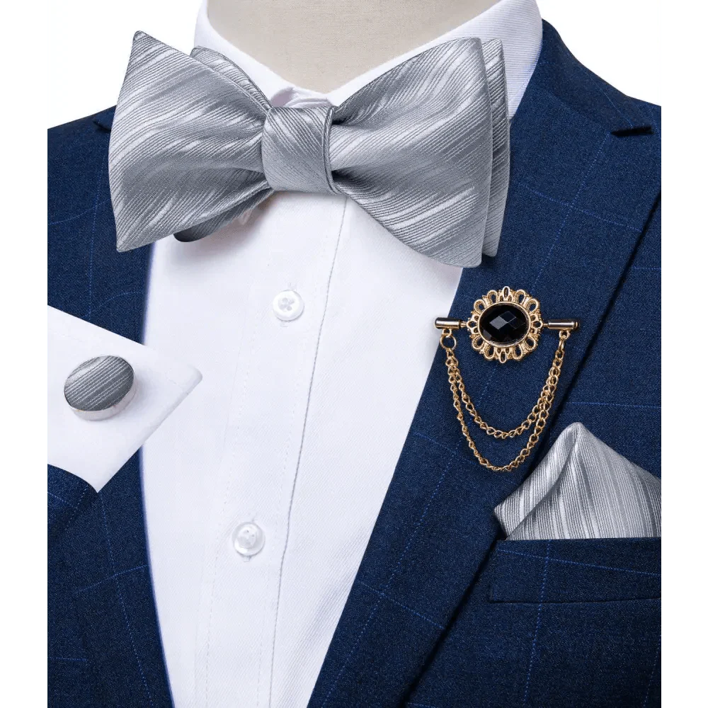 Luxury Pink Solid Men Bow Tie Silk