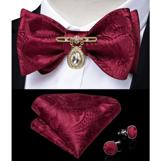 Luxury Pink Solid Men Bow Tie Silk