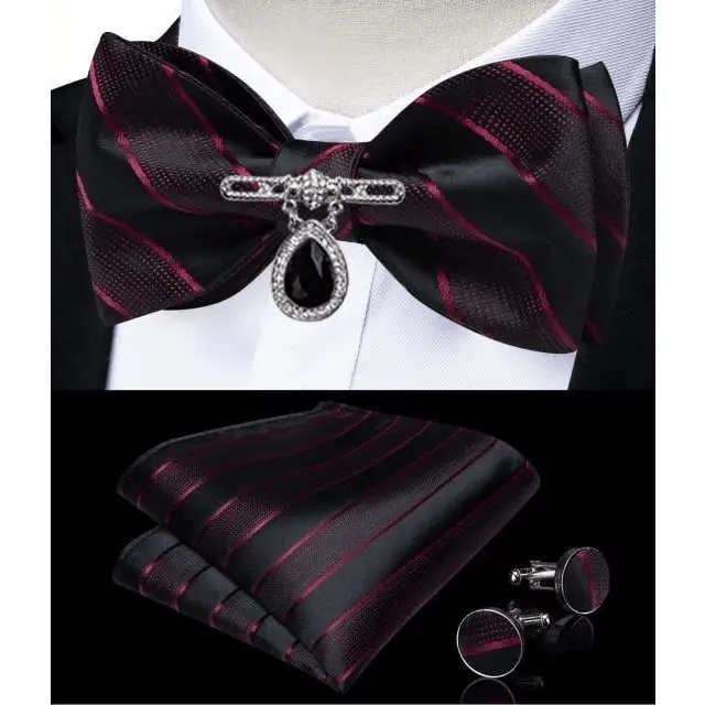 Luxury Pink Solid Men Bow Tie Silk