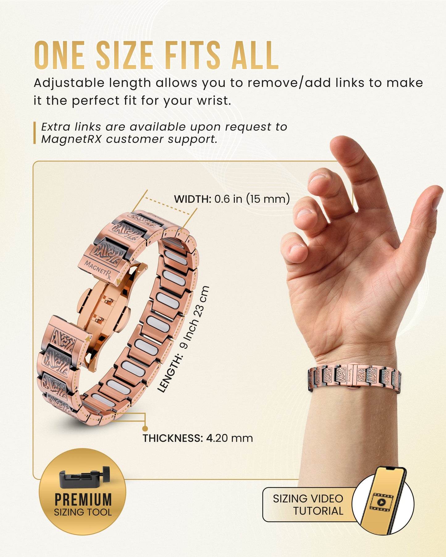 EllipseMAX Magnetic Copper Bracelet for Men (Viking)