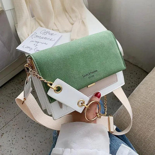 Color Block Flap Crossbody Bag