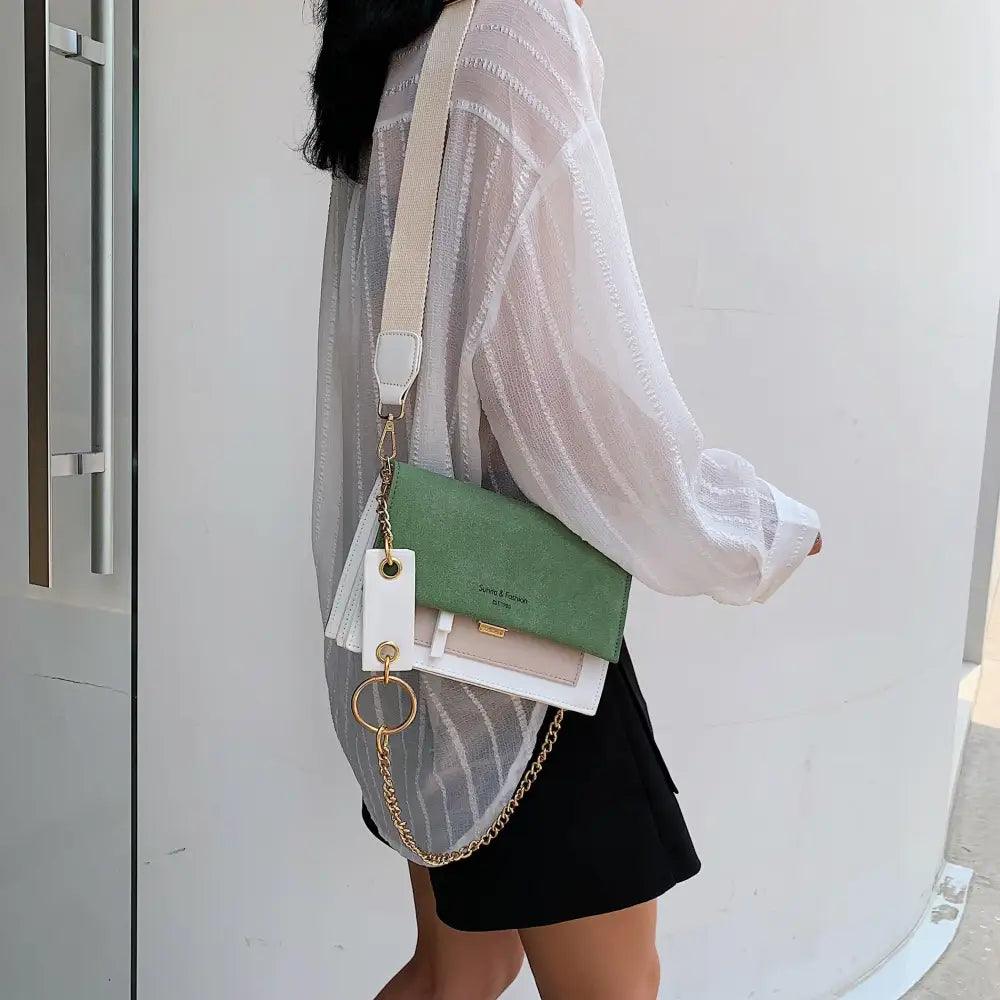 Color Block Flap Crossbody Bag