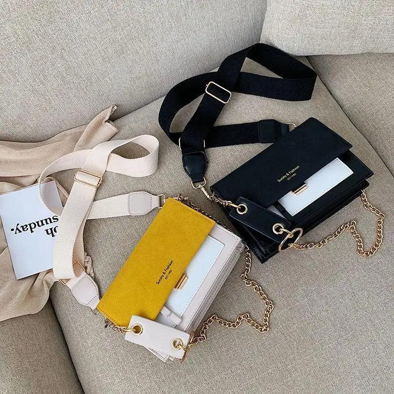 Color Block Flap Crossbody Bag