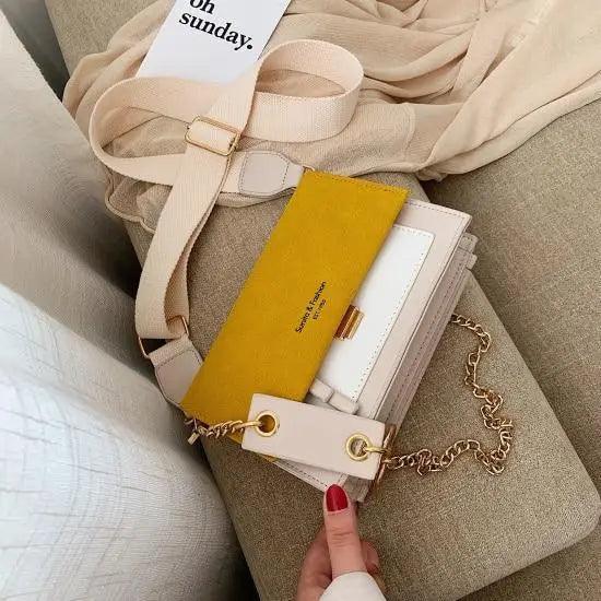 Color Block Flap Crossbody Bag