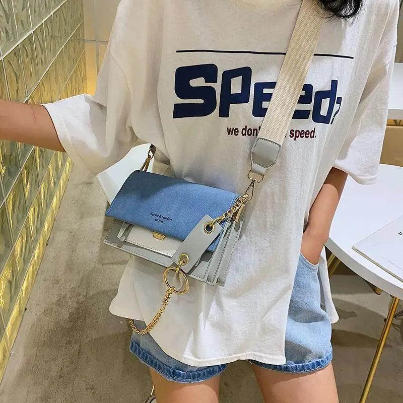 Color Block Flap Crossbody Bag