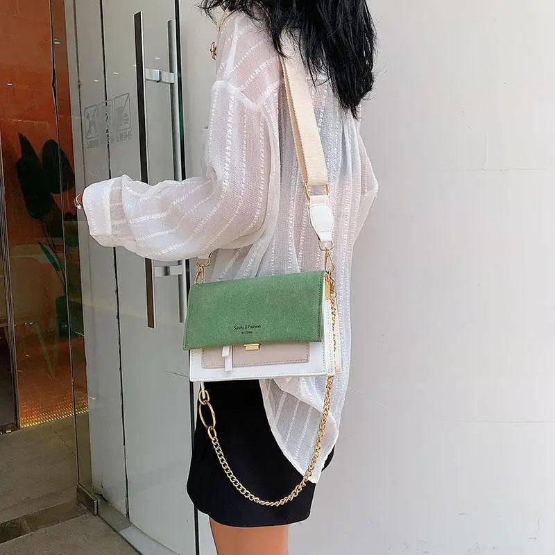 Color Block Flap Crossbody Bag