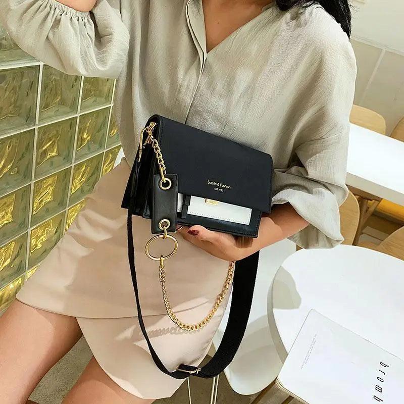 Color Block Flap Crossbody Bag