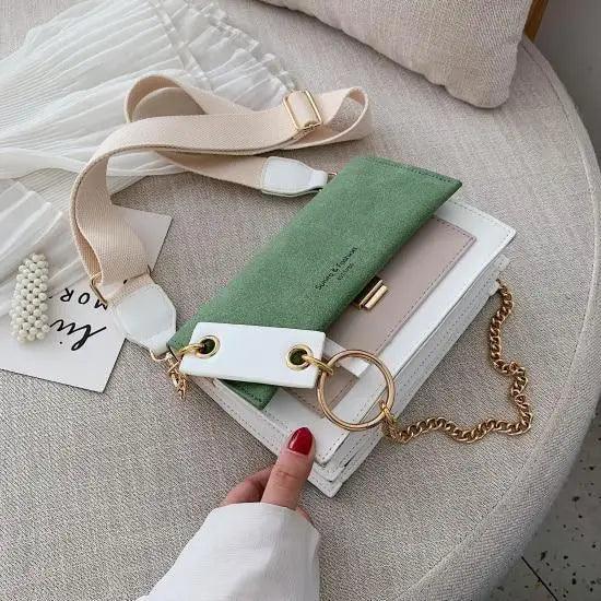 Color Block Flap Crossbody Bag