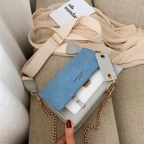 Color Block Flap Crossbody Bag