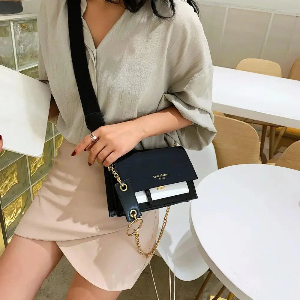 Color Block Flap Crossbody Bag