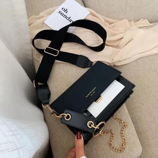 Color Block Flap Crossbody Bag