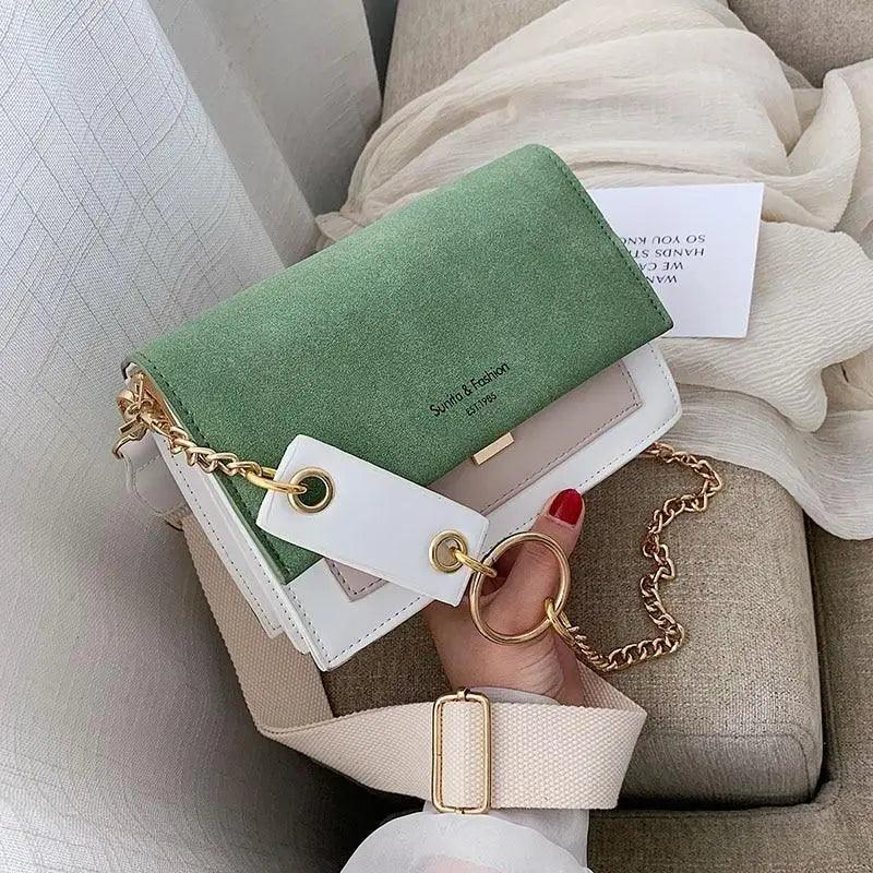 Color Block Flap Crossbody Bag