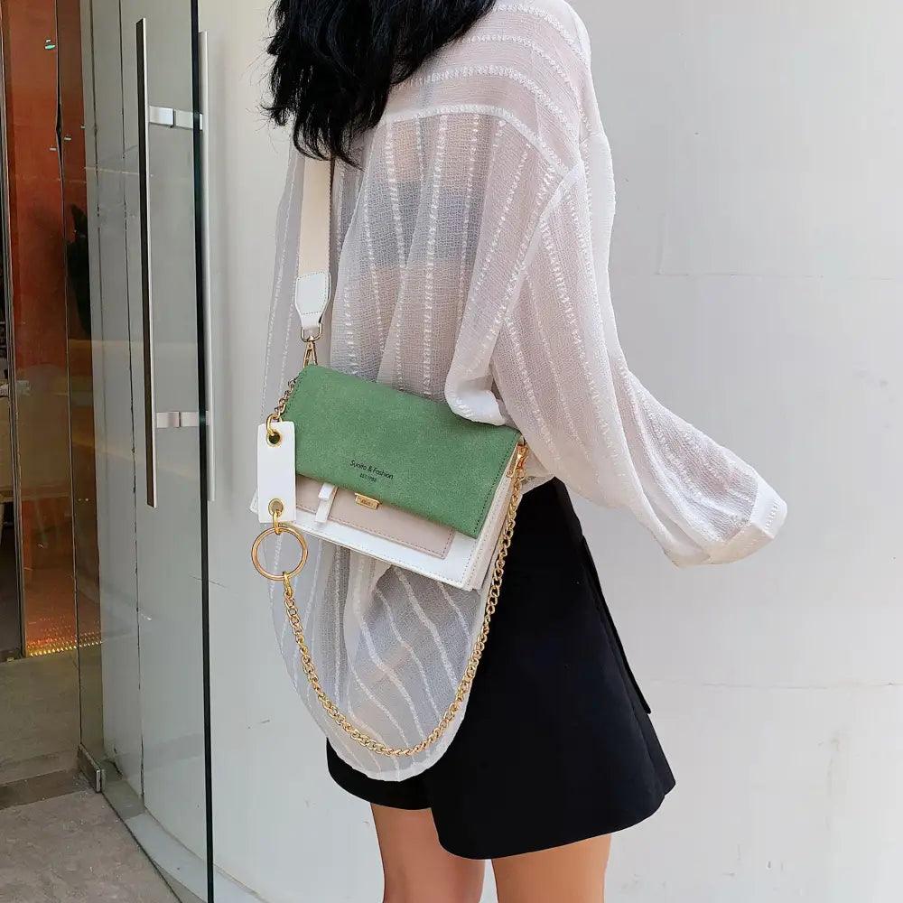 Color Block Flap Crossbody Bag