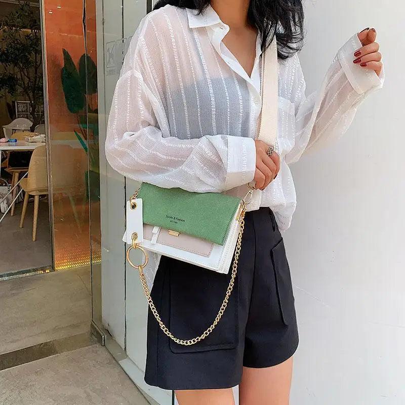 Color Block Flap Crossbody Bag