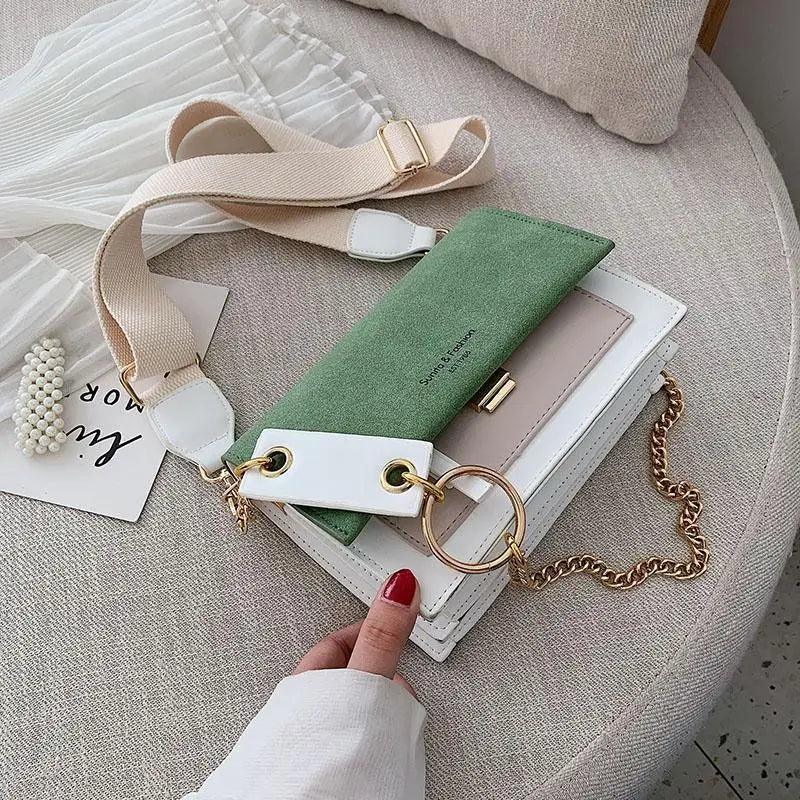 Color Block Flap Crossbody Bag