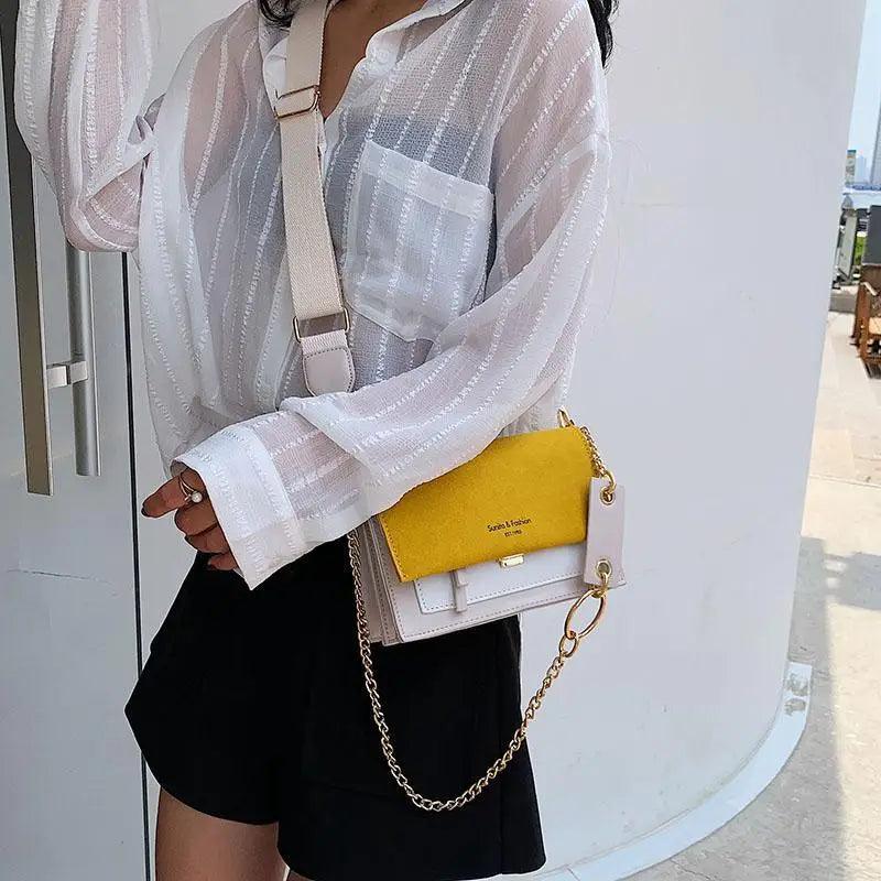Color Block Flap Crossbody Bag