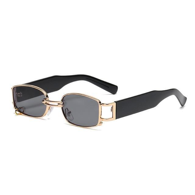 Rectangle Sunglasses Women Trendy Design UV Protection Small Sun Glasses Small Size Rectangle New Punk Style Sunglasses For Women  Design New Stylish Vintage Metal Ring With  Decoration Sunglasses In Decent Shades For Men & Women