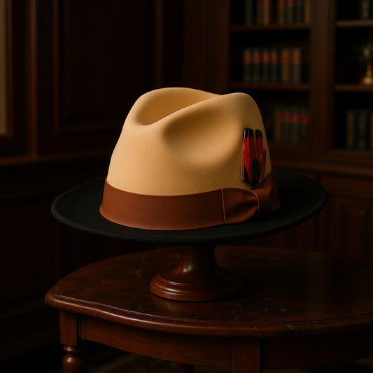 Canary Black Fedora Hat – Two-Tone Wool Felt with Grosgrain Band
