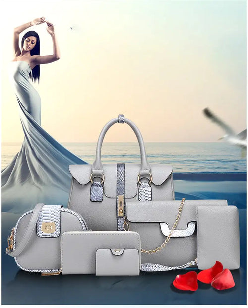 6 Piece Snake Print PU Leather Set